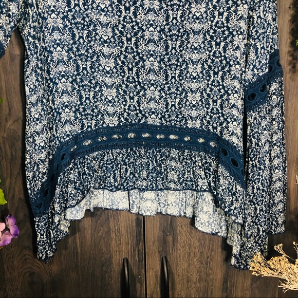 _🌼3/$30🌼Vintage Havana Printed Long Sleeve Open Back Top Medium - Picture 8 of 16